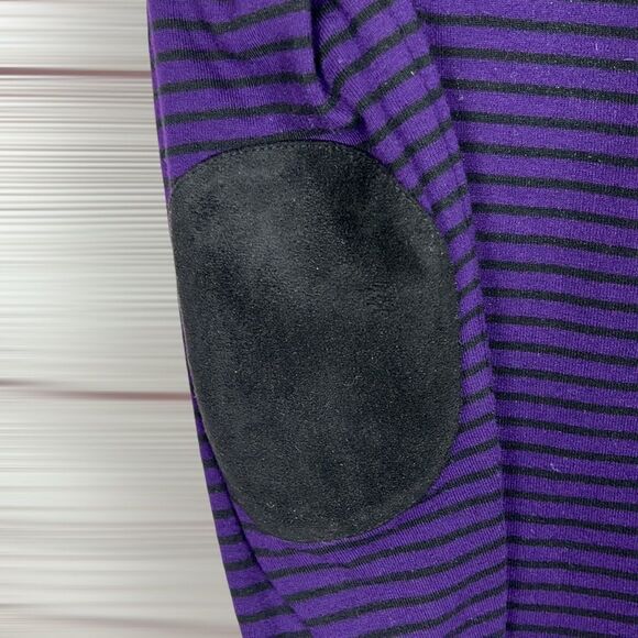 Lauren Ralph Lauren Jeans Co Striped Purple Top Tee Long Sleeves Zip shoulder - Picture 4 of 8